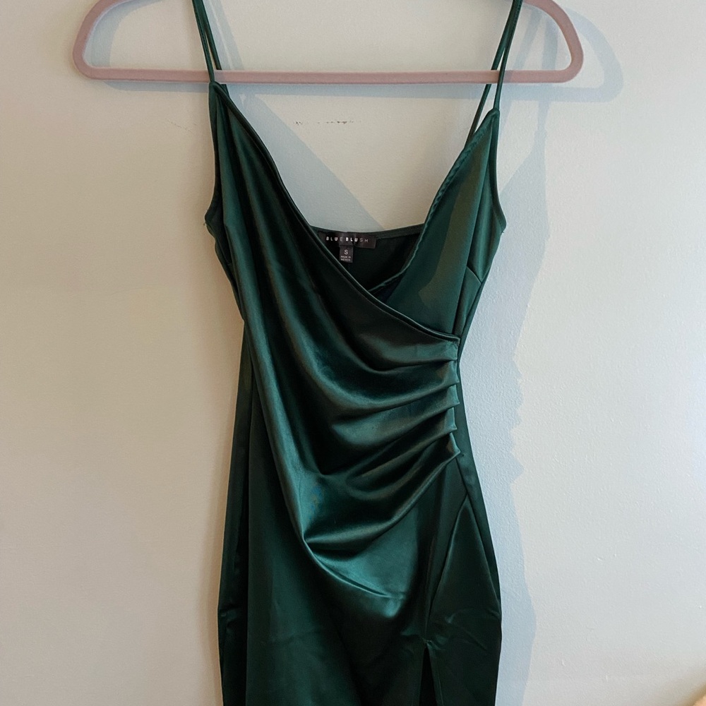 Elegant Green Satin Dress